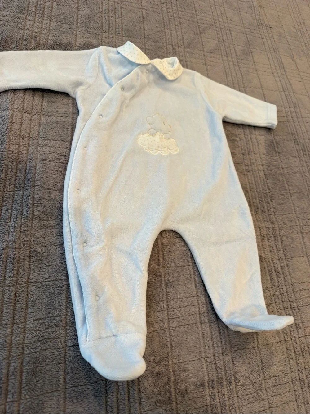 Baby Blue One-Piece Footed Romper with Peter Pan Collar